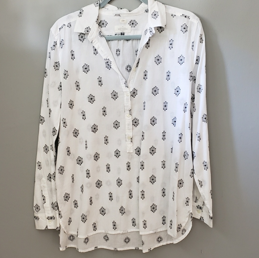 LOFT Tunic Top with Embroidered Print Large